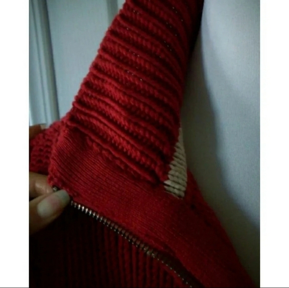 TOMMY HILFIGER CARDIGAN CHUNKY KNIT SWEATER RED SMALL WOMENS SMALL - Picture 5 of 7